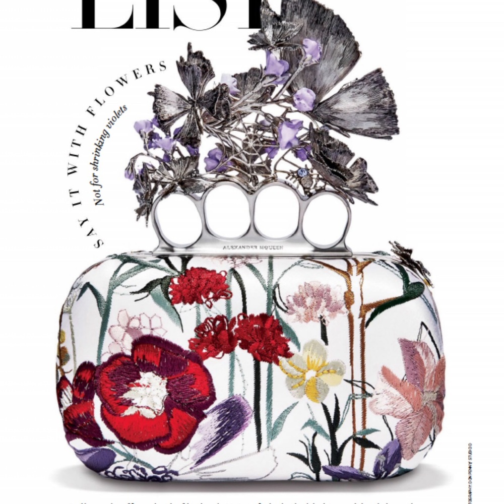 Alexander McQueen Multicolor Floral Knuckle Clutch Bougainvilla Bridal Bag